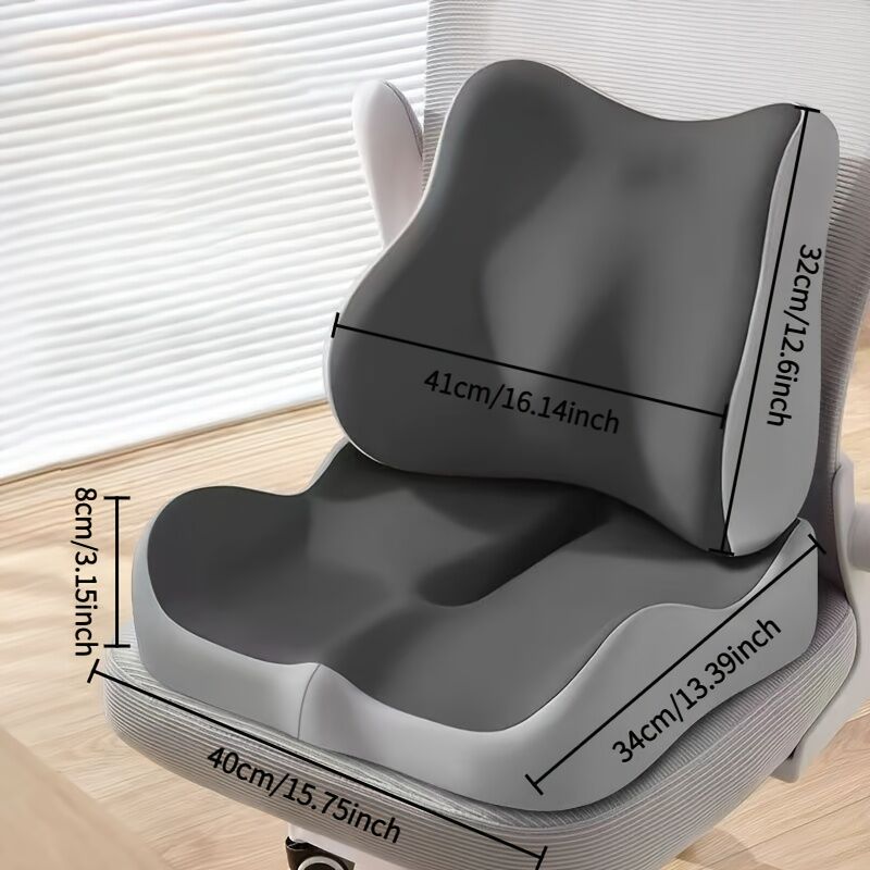 black**Waist Support and Seat Cushion Combo: Scientifically Supports the Back, Breathable and Pressure-Relieving, Comfortable for 8 Hours of Sitting**