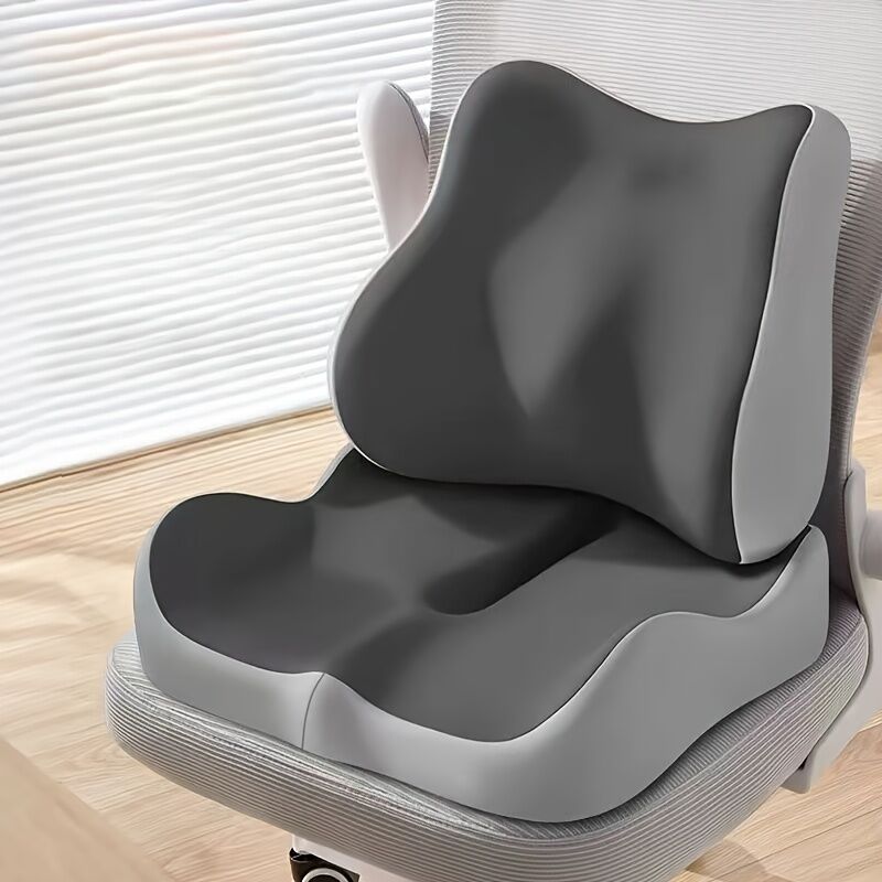 black**Waist Support and Seat Cushion Combo: Scientifically Supports the Back, Breathable and Pressure-Relieving, Comfortable for 8 Hours of Sitting**