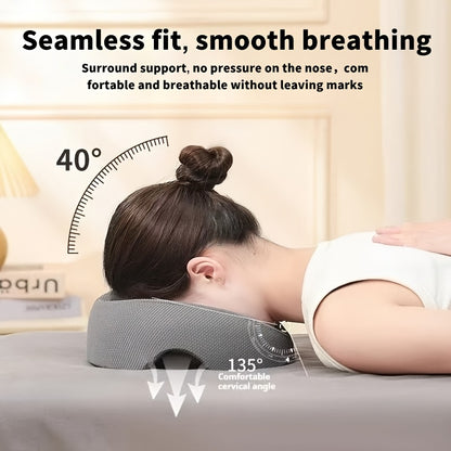 GREY Soft O-shaped/U-shaped Face Pillow for Beauty Salons/Spa Massage, Ergonomic Face Pillow, Multi-functional Suitable for Adult Facial Care and Relaxation, Multi-functional Neck and Face Support Comfort Face Pillow