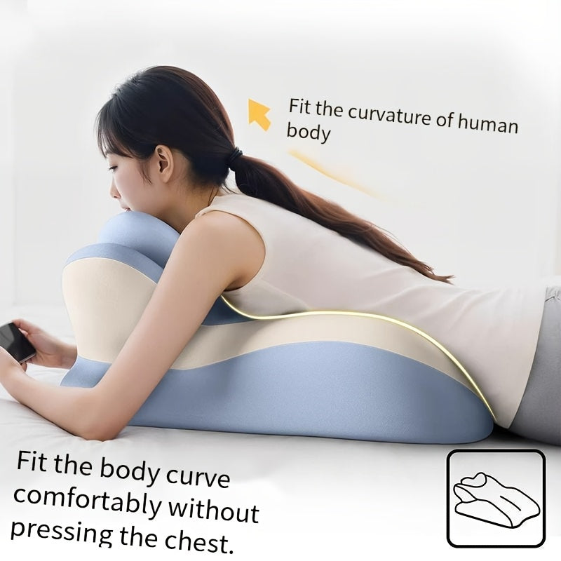 Bed Stomach-Sleep Pillow - Multi-functional Prone Position Pillow for Stomach Sleeping, Phone Use, Reading, Couples Fun Play, Intimacy Aid for Couples, Bed Hip Elevation Tool, Pā Pā Pillow（BLUE）