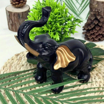 Vitality Corner — 1pc Lucky Fortune Elephant Decoration, Resin Statue Art Craft for Bookshelf Home Living Room Office Cafe Decor, Room Tabletop Display Entryway Ornament
