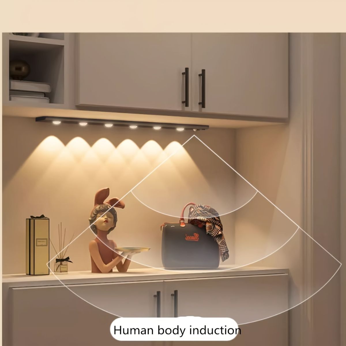 LED Strip Light Motion Sensor Light Rechargeable Light Magnetic Strip Light USB - White - Size 40CM