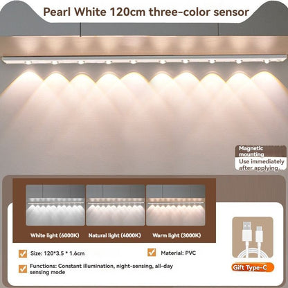 LED Strip Light Motion Sensor Light Rechargeable Light Magnetic Strip Light USB - White - Size 50CM
