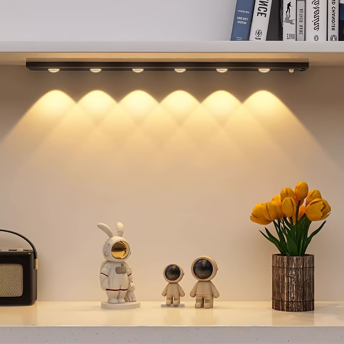 LED Strip Light Motion Sensor Light Rechargeable Light Magnetic Strip Light USB - Black - Size 100CM