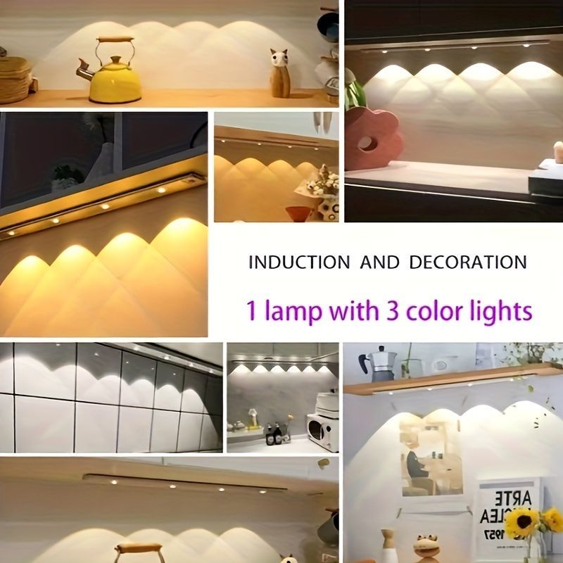 LED Strip Light Motion Sensor Light Rechargeable Light Magnetic Strip Light USB - Black - Size 60CM