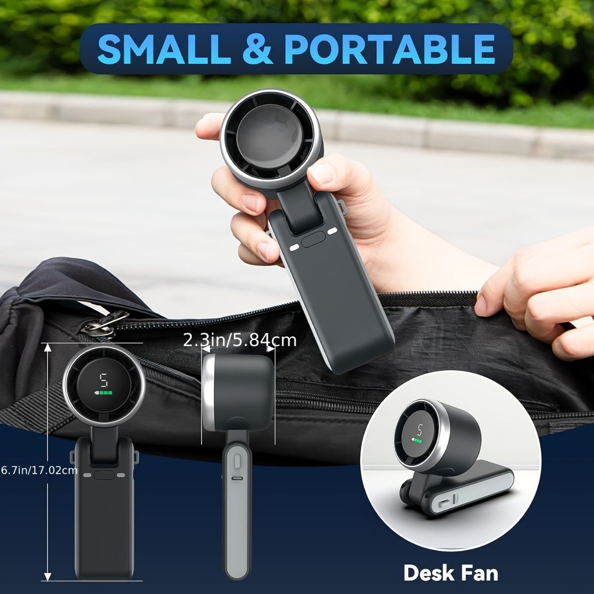 Portable Fan Handheld Fan Cooling Fan Multiple Speed Fan Lightweight Fan Long - Green - Size 01