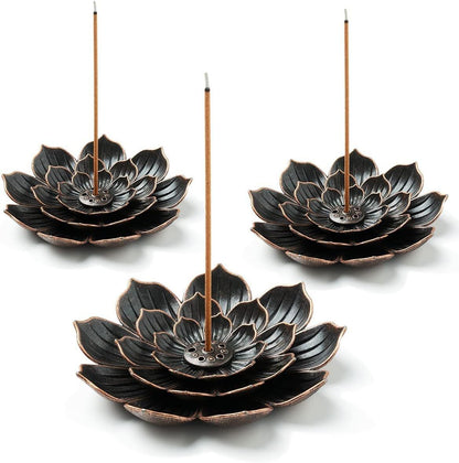 3 Pack Brass Lotus Incense Holder, Incense Sticks Burner, Incense Ash Catcher