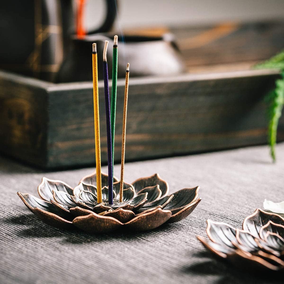 3 Pack Brass Lotus Incense Holder, Incense Sticks Burner, Incense Ash Catcher