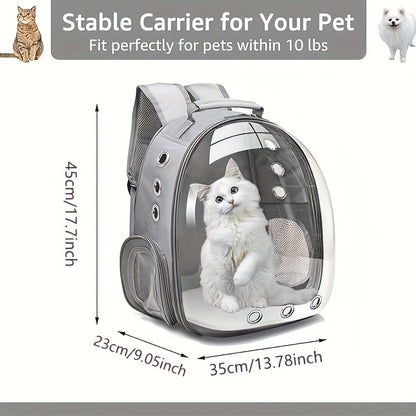 1 space capsule pet backpack - breathable transparent travel carry-on box, suitable for cats and small dogs, with zipper, portable, suitable for outdoor exploration, pet carry-on box, modern pet accessories, secure zipper closure
