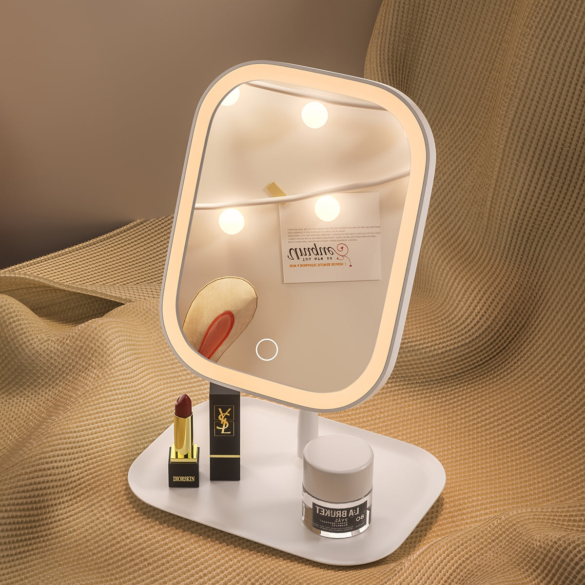 LED makeup mirror, lighted sink mirror, 3-light mode lighting makeup mirror, touch control, portable stand and foldable compact mirror, Light makeup table, rechargeable battery, portable LED makeup mirror, women's Christmas gift, suitable for home / bedro