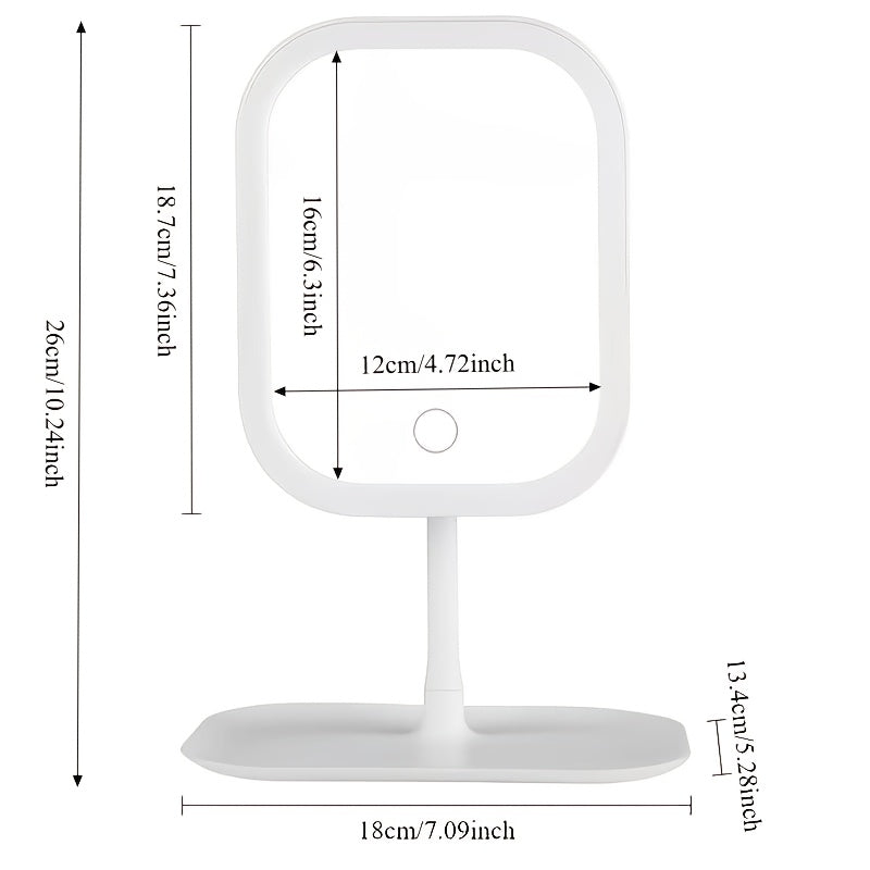 LED makeup mirror, lighted sink mirror, 3-light mode lighting makeup mirror, touch control, portable stand and foldable compact mirror, Light makeup table, rechargeable battery, portable LED makeup mirror, women's Christmas gift, suitable for home / bedro