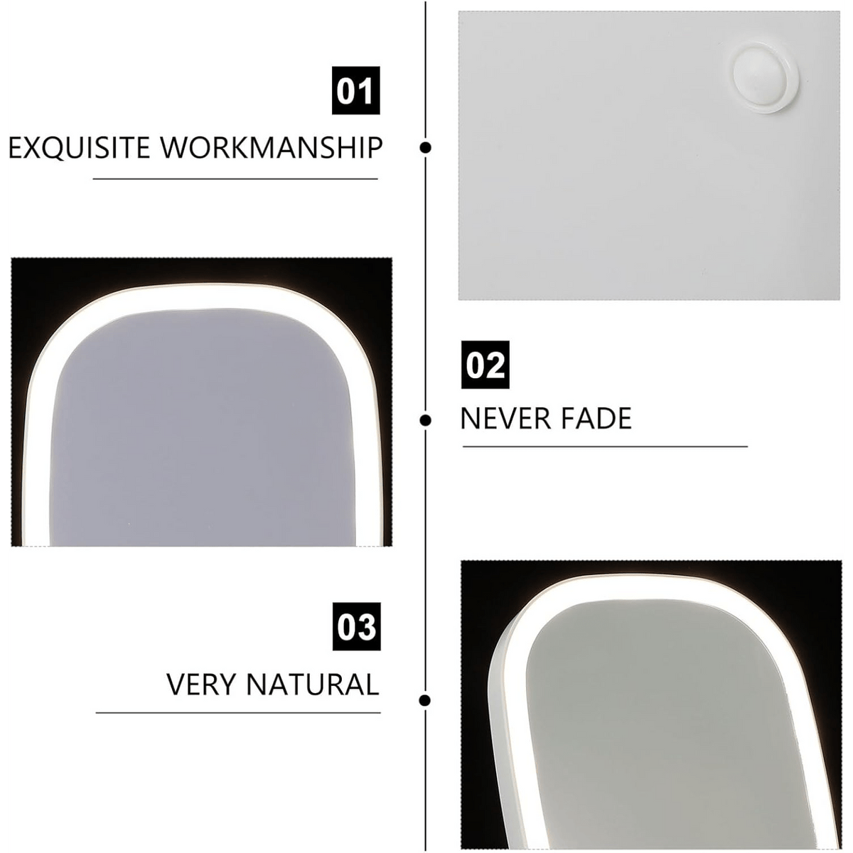LED makeup mirror, lighted sink mirror, 3-light mode lighting makeup mirror, touch control, portable stand and foldable compact mirror, Light makeup table, rechargeable battery, portable LED makeup mirror, women's Christmas gift, suitable for home / bedro
