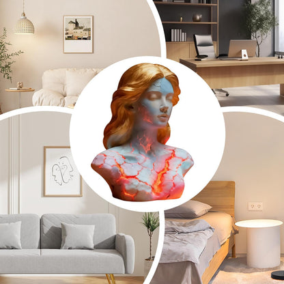 Blazing Maiden Figurine LED Lamp – Artistic Resin Sculpture with Crackled Light Effect, Elegant Decorative Night Light(Blue)