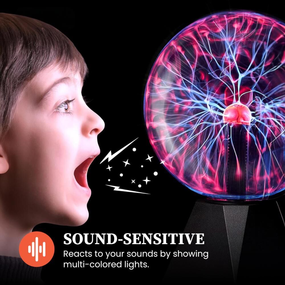 Plasma Ball Lamp - Touch & Sound Sensitive USB-Powered Globe for Decor, Parties & STEM Learning (8 Inch) | Other sizes Available in Store