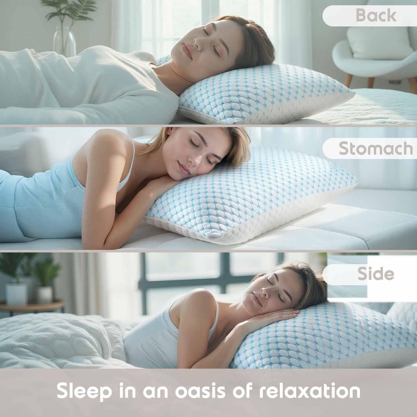 King Size Cooling Pillow with Shredded Memory Foam & Gel Infusion – Adjustable Loft, Breathable Dual-Sided Cover, 20" x 36" (Blue) | Other Sizes Available in Store