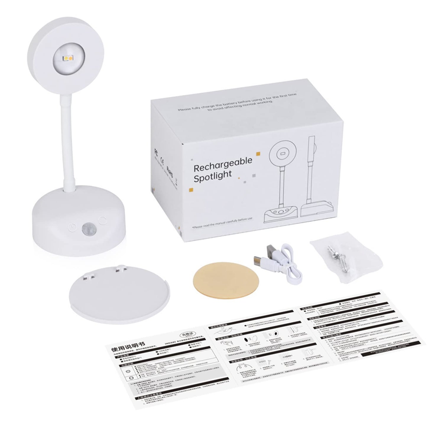 3-Pack Rechargeable LED Wall Spotlight for Art – Wireless Motion Sensor Picture Light with Remote, 3 Color Temperatures, Dimmable & Adjustable Head, No Wiring Needed (White)