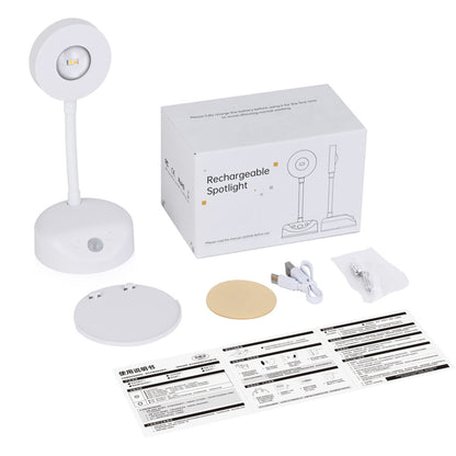 3-Pack Rechargeable LED Wall Spotlight for Art – Wireless Motion Sensor Picture Light with Remote, 3 Color Temperatures, Dimmable & Adjustable Head, No Wiring Needed (White)