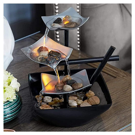 Mini Tabletop Water Fountain for Home Office, Relaxing Zen Water Feature for Calm Ambiance (Black)