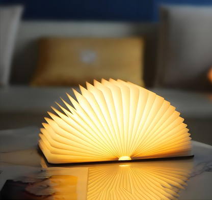Christmas giftsRechargeable LED Book Night Light: Creative Folding Wooden Lamp with Magnetic Design for Bedrooms & GiftingWalnut Red,(L)