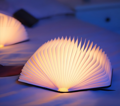 Christmas giftsRechargeable LED Book Night Light: Creative Folding Wooden Lamp with Magnetic Design for Bedrooms & GiftingWalnut Red,(L)