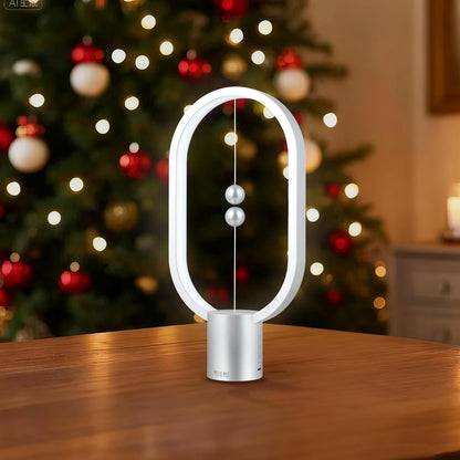 Silver Magnetic Balance LED Table Lamp: USB-Powered, Dimmable Eye-Care Light with Award-Winning Design for Australian Homes & Offices