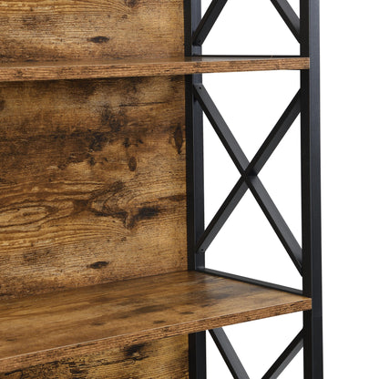 6 Tier Tall Bookshelf, Rustic Brown