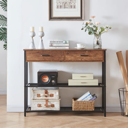 Entryway Table with 2 Drawers, Console Table with Storage Shelves, Sofa Table for Living Room, Entry Way Home Table for Couch, Hallway