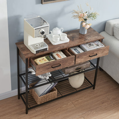 Entryway Table with 2 Drawers, Console Table with Storage Shelves, Sofa Table for Living Room, Entry Way Home Table for Couch, Hallway