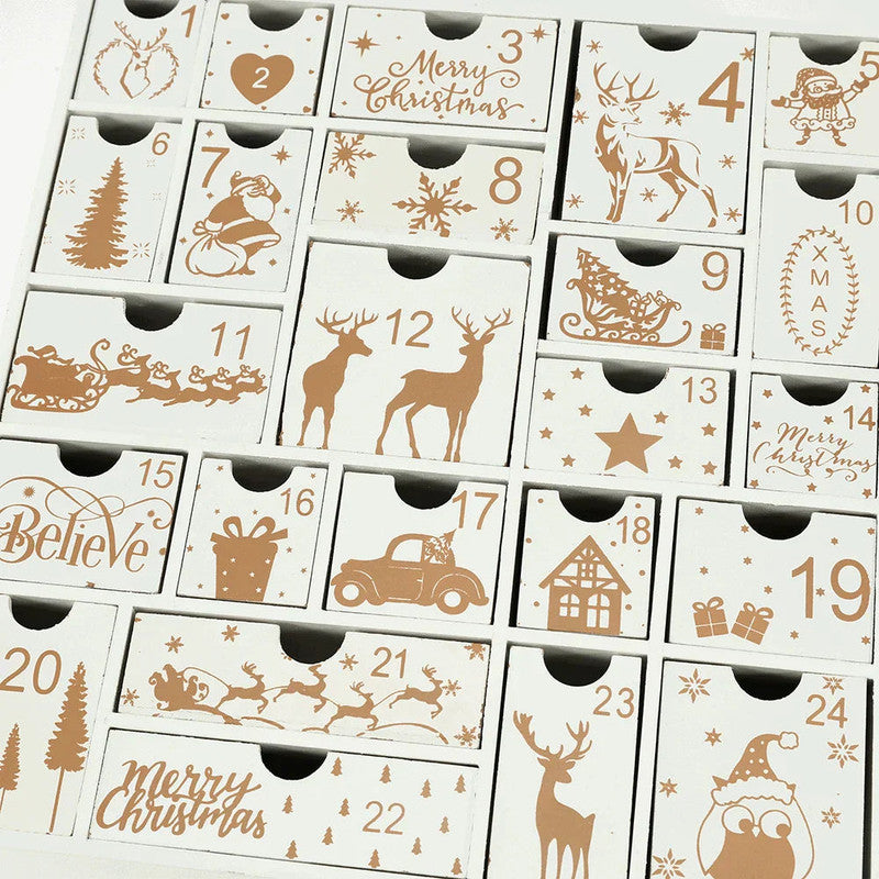 Christmas Wooden Advent Calendar With 24 Drawers