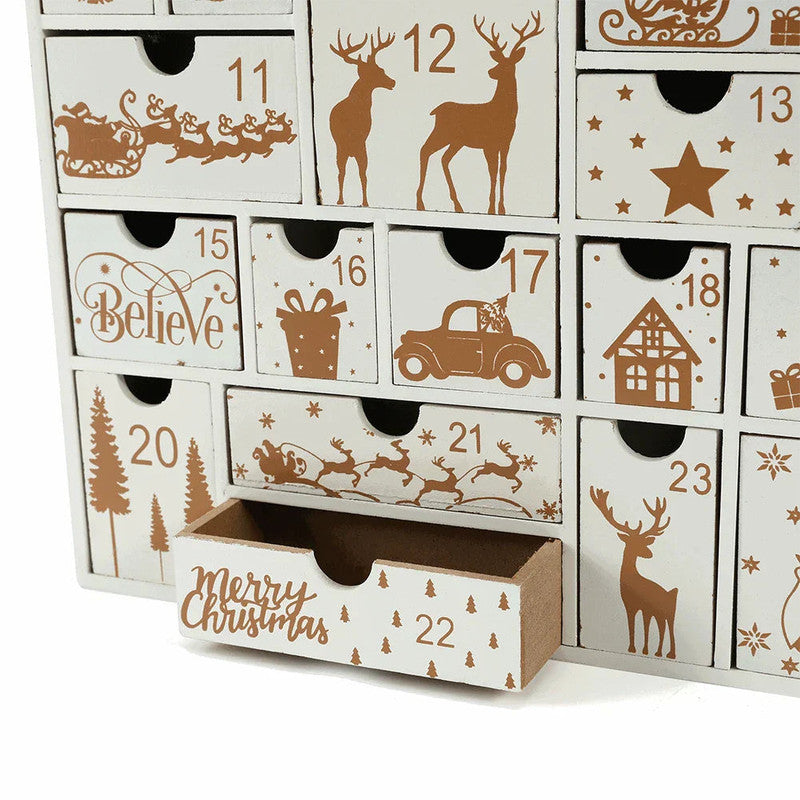 Christmas Wooden Advent Calendar With 24 Drawers