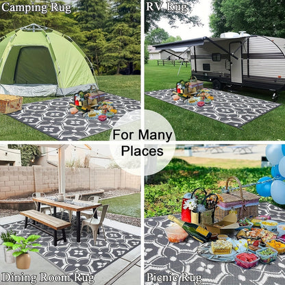 Outdoor Reversible Patio Mat Geometric Pattern