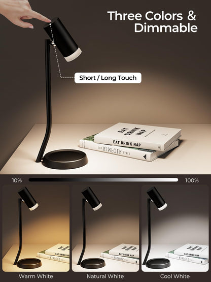 Cordless Table Lamps, Battery Operated Portable Table Light with Magnetic Adjustable Angle Head, 5000mAh Rechargeable Lamp with CCT Dimming for Patio Party Restaurant Dining Home 2 Packs