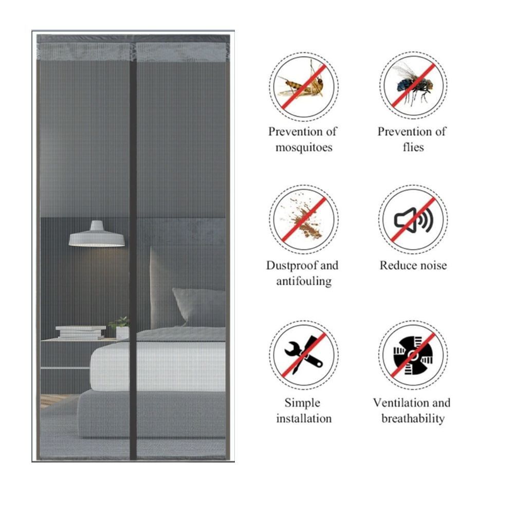 Extra Durable Magnetic Fly Screen Door Anti Mosquito Screen Mesh Curtain Grey-100x230cm