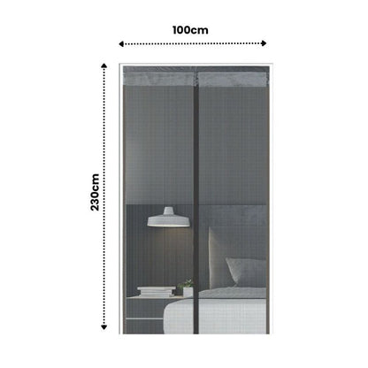 Extra Durable Magnetic Fly Screen Door Anti Mosquito Screen Mesh Curtain Grey-100x230cm