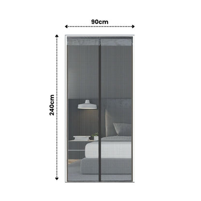 Extra Durable Magnetic Fly Screen Door Anti Mosquito Screen Mesh Curtain Grey-90x240cm