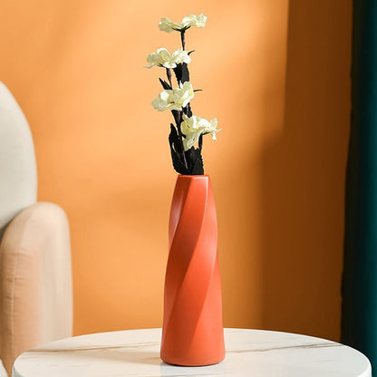 Plastic Vase Imitation Ceramic Flower Pot Table Arrangement Dark Blue