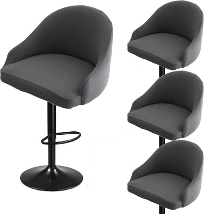 Bar Stool Slipcovers, Swivel Chair Covers with Back, Stretch Counter Bar Stool Covers for Armchair, Kitchen Island Grey 4pcs