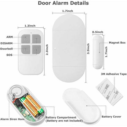 Door And Window Alarm, Alarm With 130Db Siren, 2 Remote Controls, Easy To Install, Wireless Home Alarm