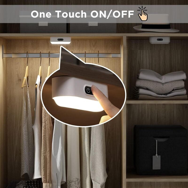 LED Closet Light Dimmable Rechargeable 2000Mah Wireless, LED Strip Light With 5 Lighting Colors For Wardrobe Cupboard