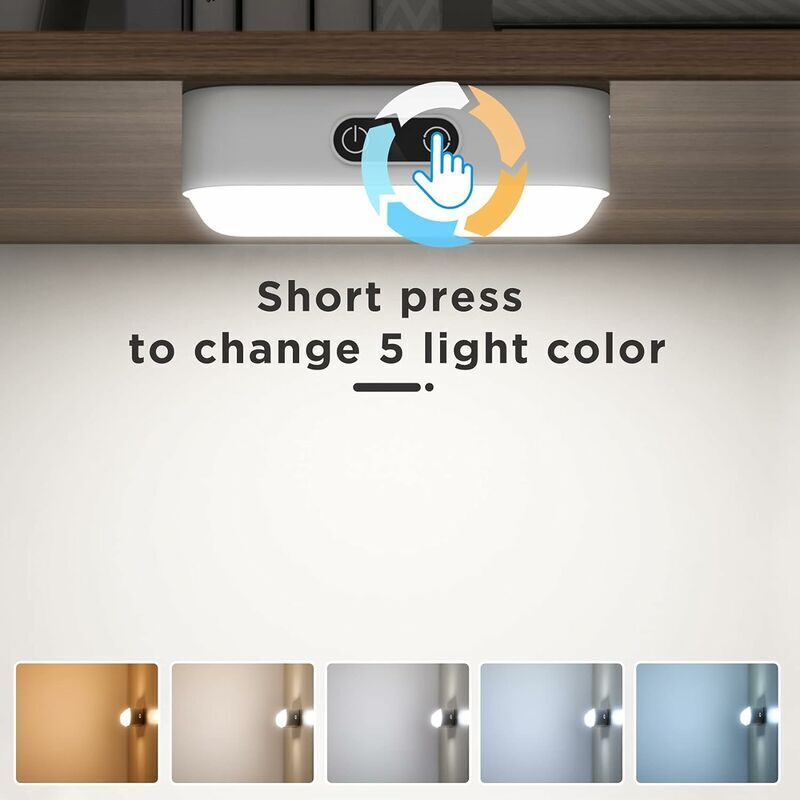 LED Closet Light Dimmable Rechargeable 2000Mah Wireless, LED Strip Light With 5 Lighting Colors For Wardrobe Cupboard