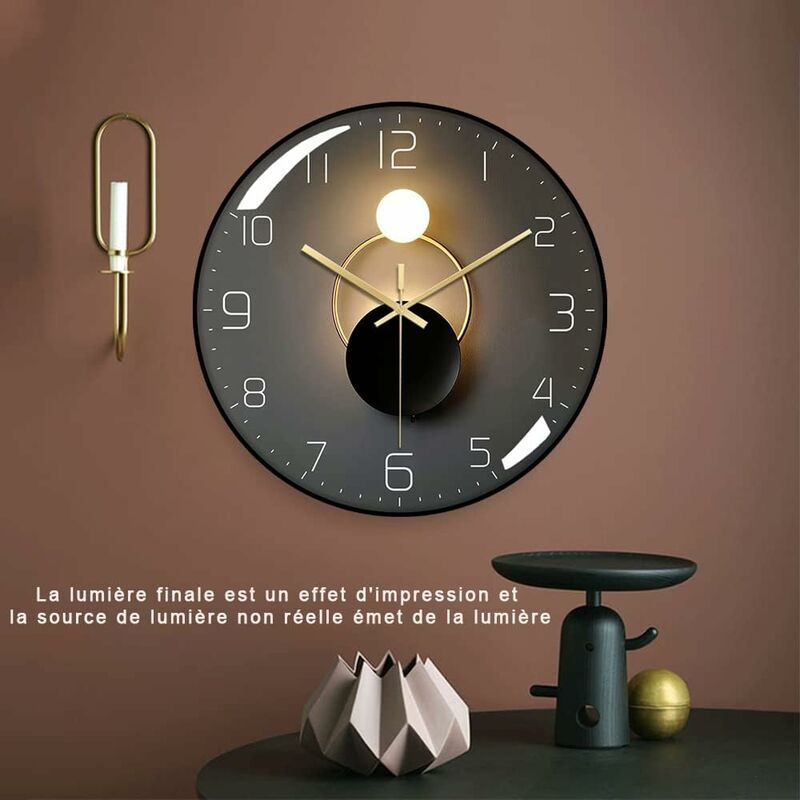 Modern Silent Wall Clock, 30Cm Diameter Wall Clock, ROund Digital Quartz Wall Clock, Suitable For Living ROom, Office,