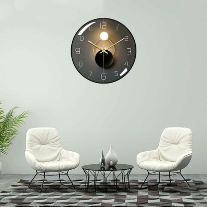 Modern Silent Wall Clock, 30Cm Diameter Wall Clock, ROund Digital Quartz Wall Clock, Suitable For Living ROom, Office,