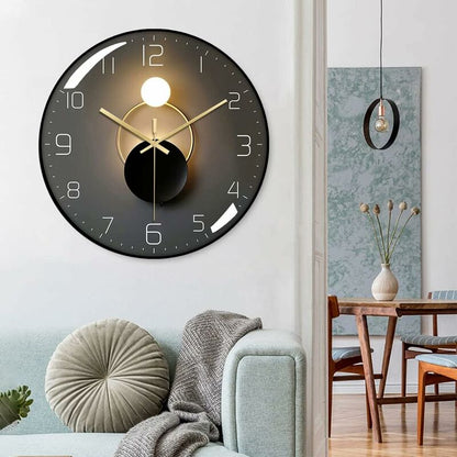 Modern Silent Wall Clock, 30Cm Diameter Wall Clock, ROund Digital Quartz Wall Clock, Suitable For Living ROom, Office,