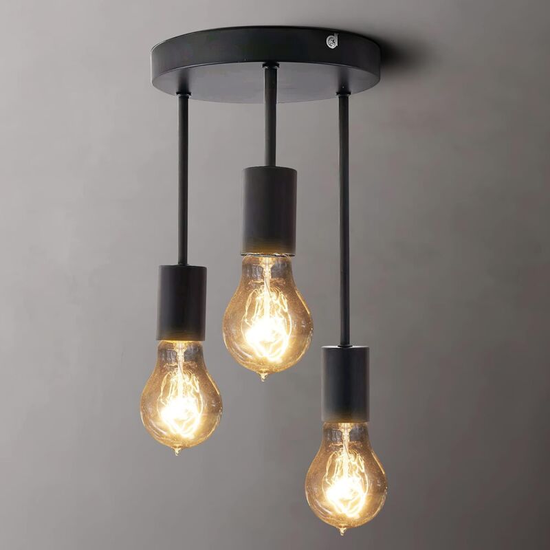 Retro Ceiling Light, 3 Sockets For E27 Bulbs, Industrial Pendant Lamp Metal Retro Vintage Pendant Lights Ceiling Lamp