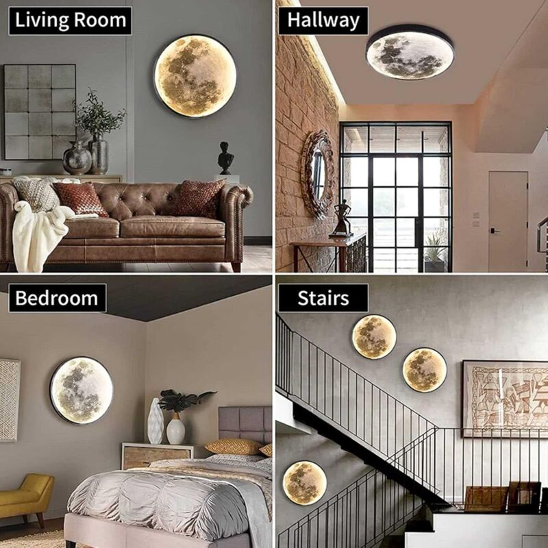 Indoor Wall Light, Modern 15W LED Wall Lamp Circle Design, 6500K Wall Lights Adjustable, Black, For Bedroom, Living
