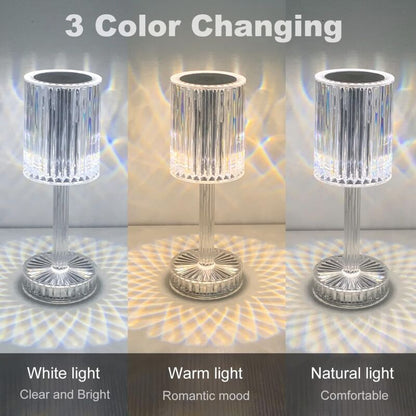 Crystal LED Table Lamp, Rechargeable Cordless Table Lamp, Touch Dimming LED Bedside Lamp For Living ROom Hotel Bedroom