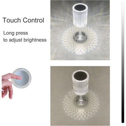 Crystal LED Table Lamp, Rechargeable Cordless Table Lamp, Touch Dimming LED Bedside Lamp For Living ROom Hotel Bedroom