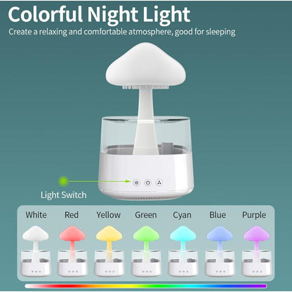 Rain Cloud Humidifier, Essential Oil Diffuser, Cute Mushroom Night Light With 7 Color Changing, Desktop Fountain, Sound