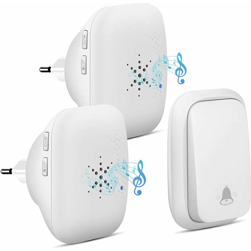 Wireless Doorbell Outdoor Waterproof With 2 Receivers Ip68 Waterproof 150M Range 4 Volume Levels 36 Ringtones Battery