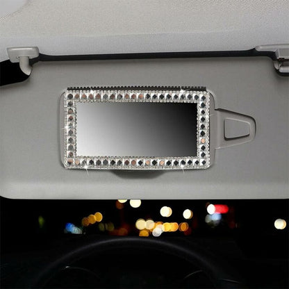 Car Visor Mirror Makeup Mirror, Bling Self-Adhesive Stainless Steel Car Makeup Mirror Portable Car Vanity Mirror,15Cm X
